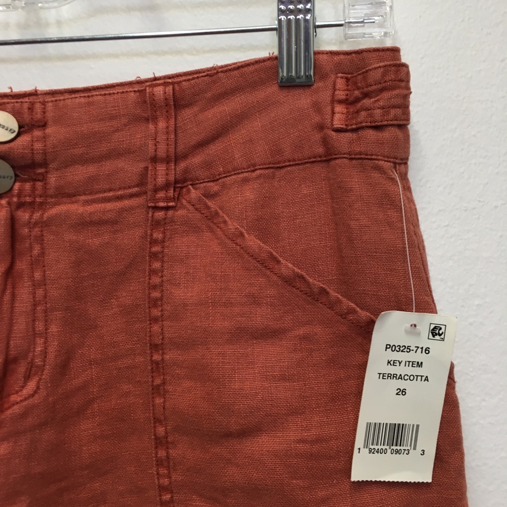 Sanctuary 100% Linen Crop Cargo Pants 28 Red Terracotta Casual Relaxed Lagenlook - Picture 6 of 11